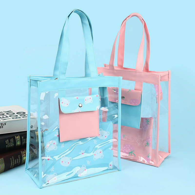 定制手提立体文件袋透明小学生收纳拎书袋儿童补习袋试卷袋作业手拎包画画美术袋休闲购物袋补课袋孕妇资料袋