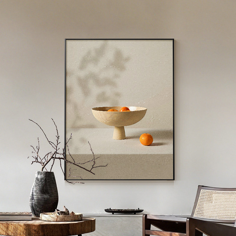 北欧风轻奢高级感饭厅装饰画客厅沙发背景墙挂画现代简约玄关壁画