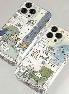 情侣小狗适用苹果16promax手机壳iphone15华为mate60pro小米14pura70荣耀opporeno12透明vivos19红米k70全包