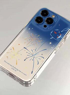 蓝烟花鱼适用iphone16promax手机壳苹果15/13/14/12/11华为mate70新款vivos20小米oppok12红米K80iqoo荣耀300