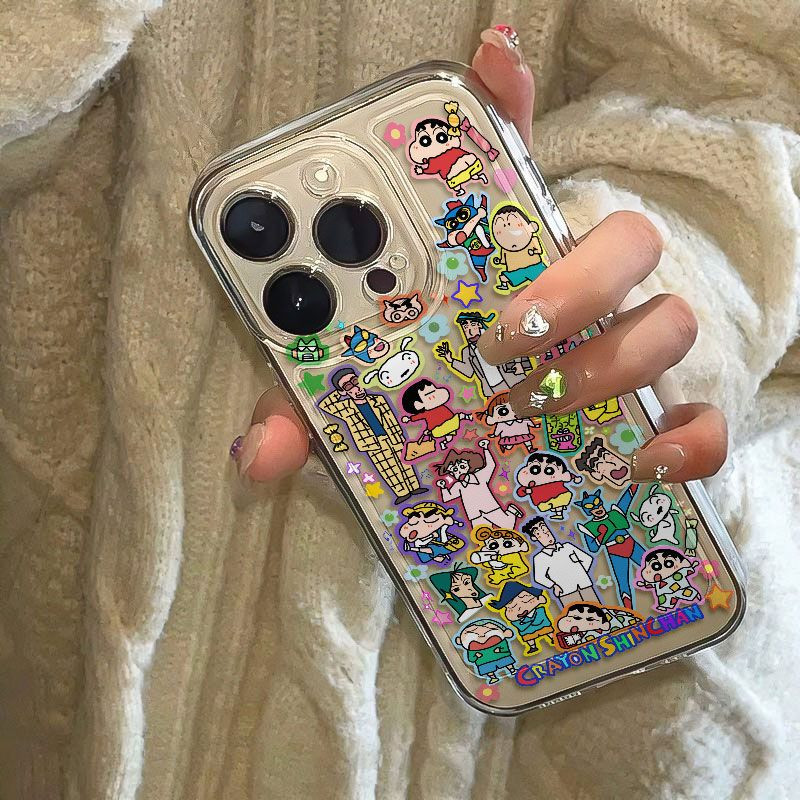 蜡笔小新全家福适用苹果15promax手机壳iphone14/13/12红米k80小米oppo荣耀vivox100新款nova13套xr华为p70女