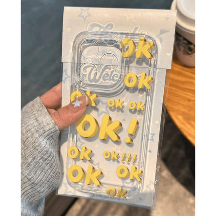 满屏OK苹果17/16/15pro手机壳华为mate60适用p50荣耀100红米note11英文OPPOreno13/9/8小米14/vivos12超薄x80