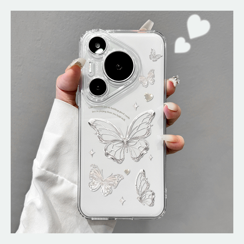 蝴蝶线条适用苹果17/16pro手机壳华为pura70/p50超薄mate60红米note11女OPPOreno13/9/8小米14/vivos12/s15女
