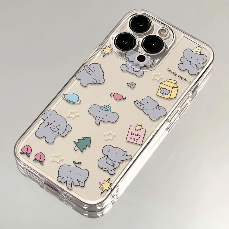 星星小象适用苹果17/16pro手机壳华为pura70/p50保护套mate60红米note11女OPPOreno13/9/8小米14/vivos12/s15