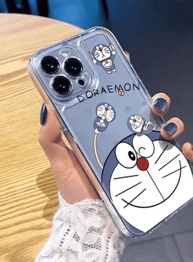 哆啦A梦适用苹果17promax手机壳16/15卡通14新款11华为mate60/p70荣耀90/vivox100小米12可爱OPPO红米note13