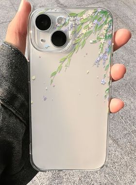 翠绿柳枝苹果17/16/15pro手机壳华为mate60适用p50荣耀100红米note11女OPPOreno13/9/8小米14/vivos12文艺x80