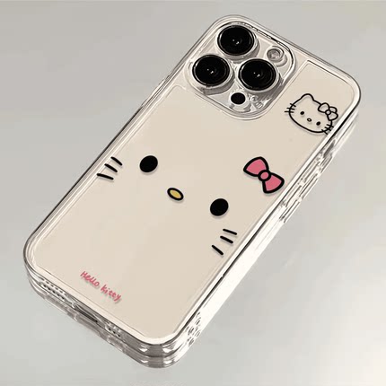 蝴蝶结KT猫适用苹果17promax手机壳16/15通14新款11华为mate60/p70荣耀90/vivox100小米12可爱OPPO红米note13