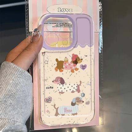 紫奶油狗适用苹果17/16pro手机壳华为mate60超薄p50荣耀100红米note11女OPPOreno13/9/8/7小米14/vivos12/s15