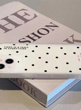 黑色波点英文适用苹果17手机壳新款16promax华为mate60荣耀x50红米note11女OPPOreno13/8小米14/vivos12/s15e