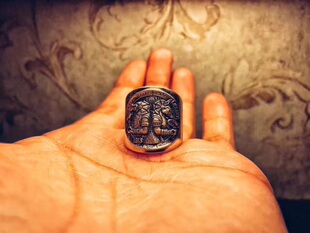 阿努比斯银币戒指平打款荷鲁斯&阿努比斯银币戒指S960纯银