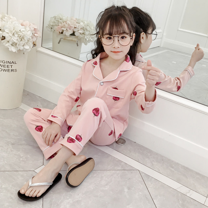 春秋季公主中大女童草莓家居服