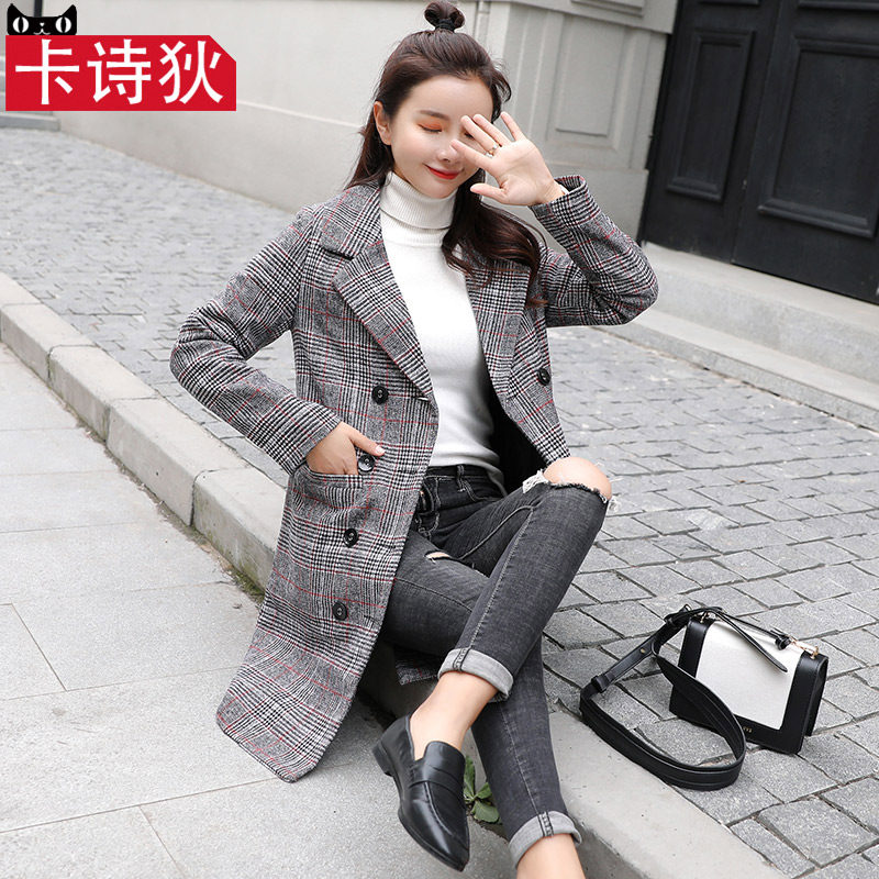 Coats women 2018 Self cultivation Little lattice Mid length version Retro Autumn and winter Korean Edition ins Hepburn Woolen coatin the Women's clothing/Boutique , Woolen jacket  category - from Buy2taobao.com to provide professional Taobao agent buy service