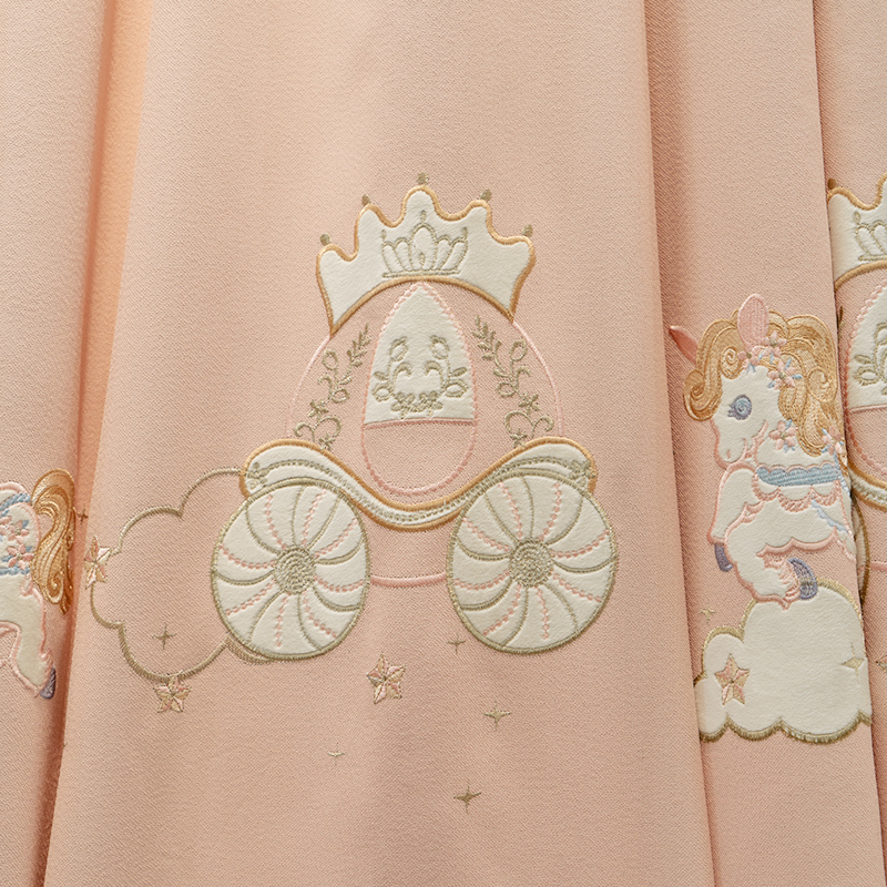 高档儿童房卡通马车绣花温馨可爱粉色女孩卧室公主风棉麻遮光窗帘