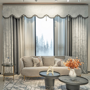 现代轻奢风意式 高精密遮光卧室高档大气简约法式 客厅阳台窗纱新款