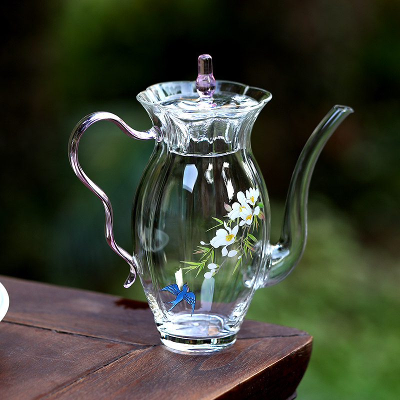 绿茶泡茶器玻璃一人小茶壶彷宋代贵妃专用茶具女式手持茶壶急须茶