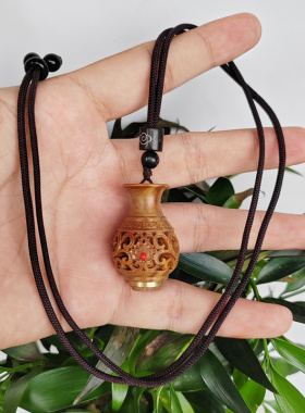 绿檀木宝瓶扩香器项链挂件可打开