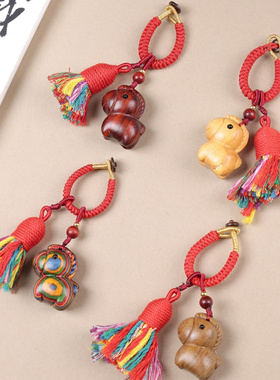 创意新中式木质雕刻可爱小唐马吊坠男女随身钥匙扣包包挂件饰品