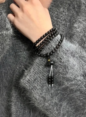 黑檀木手串好运莲莲男女手持佛珠情侣礼物复古文艺范念珠盘玩手链