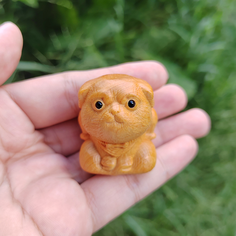 崖柏傲娇狗可爱木作小摆件创意文