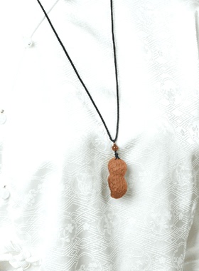 吊坠实木文玩好事花生款