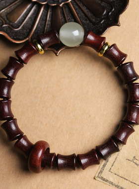 黑檀木竹节手链佛珠紫檀手串男女