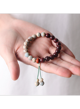 国风小叶紫檀寿山石手