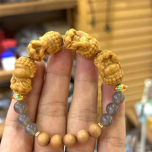 中式四不佛手串老山檀四不佛不说不看不听不动搭配芭比檀木圆珠