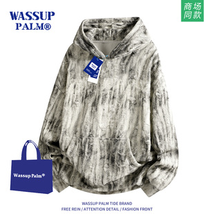 WASSUP PLAM卫衣男款2025新款春秋季做旧破洞设计感痞帅连帽上衣