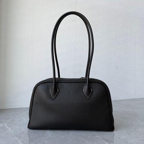 进口头层牛皮保龄球包真皮百搭单肩包韩国时尚波士顿通勤枕头包女