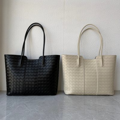 高品质韩版牛皮编织托特包软皮大容量单肩包真皮休闲百搭通勤女包