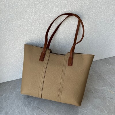 真皮头层牛皮女士托特包荔枝纹大容量单肩包通勤轻便百搭妈咪包