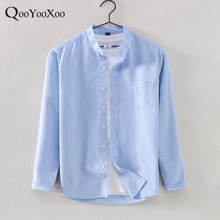 男士 衬衣日系复古寸衫 长袖 男装 春秋季 中国风中山立领纯棉休闲衬衫