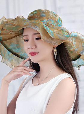 瑷玳太阳帽春夏甜美女春夏荷叶边
