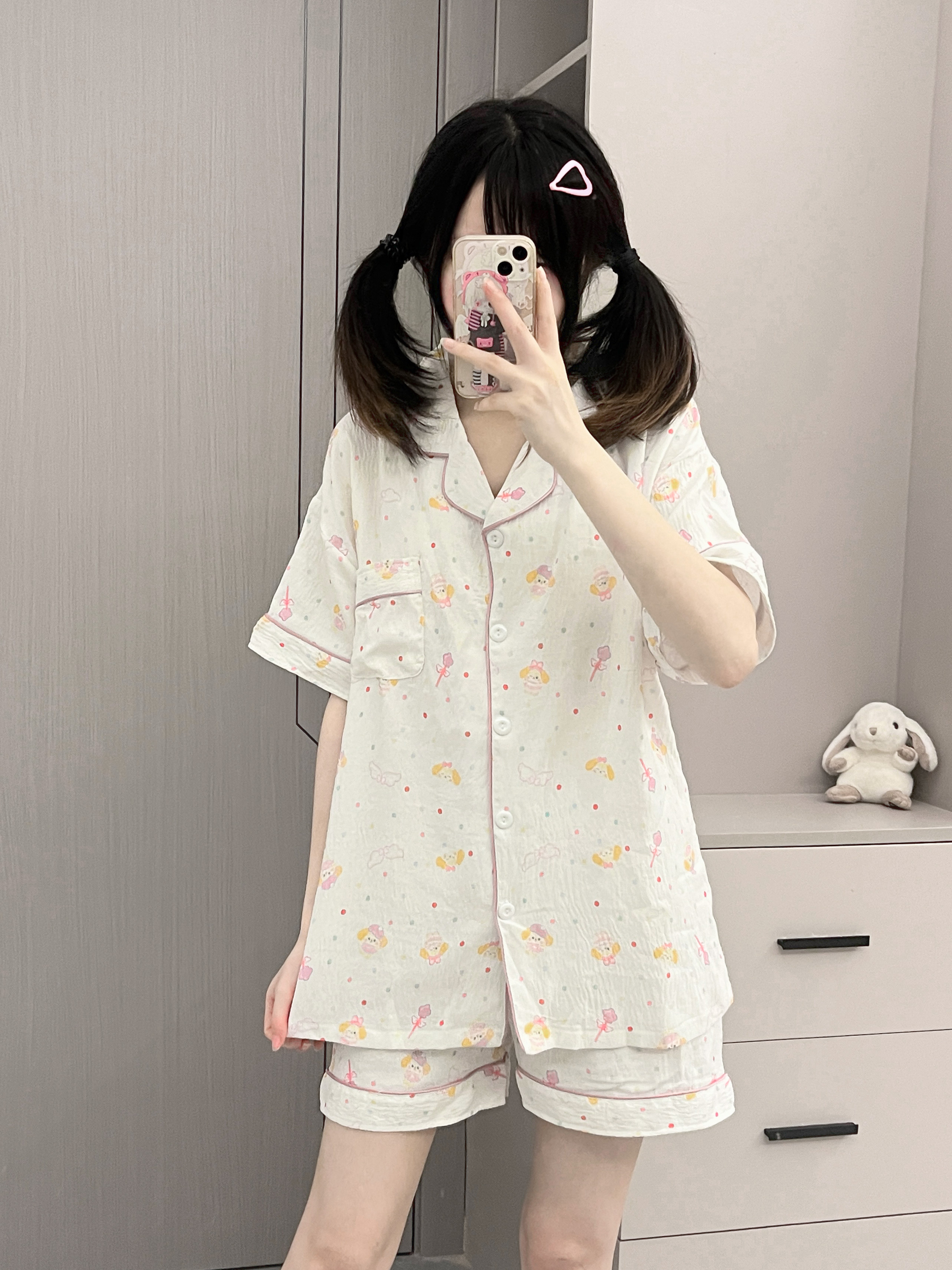 原创！波点饼饼夏季新款睡衣少女卡通可爱甜美云朵棉家居服套装