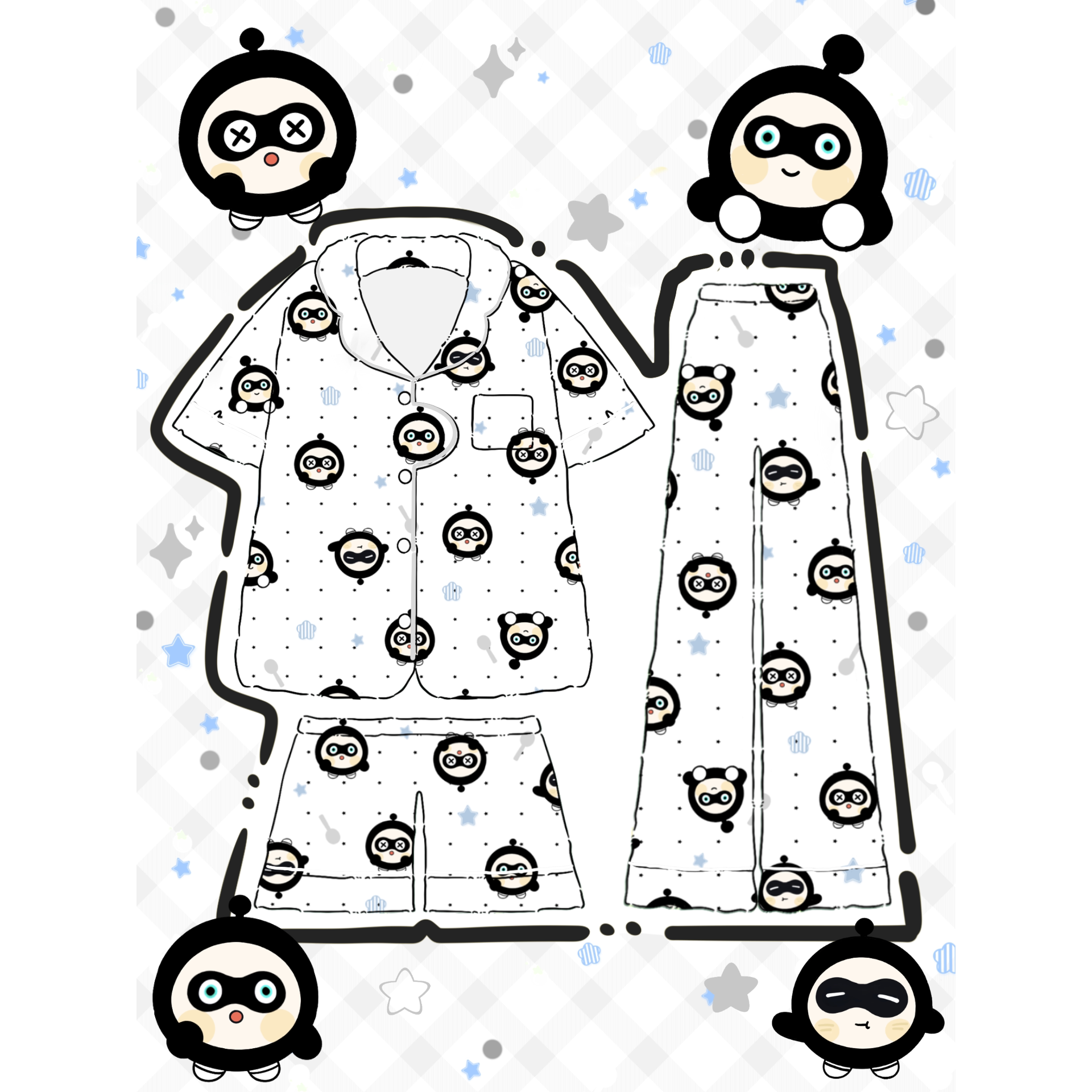原创设计!夏季新款睡衣少女可爱卡通短袖三件套可外穿家居服套装