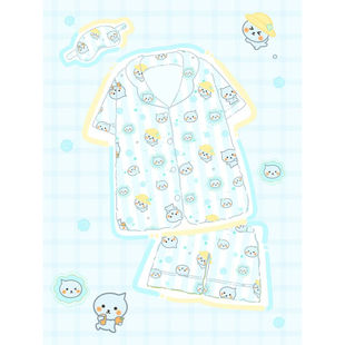 原创！夏季新款卡通酷儿可爱翻领睡衣少女舒适软萌甜妹家居服套装