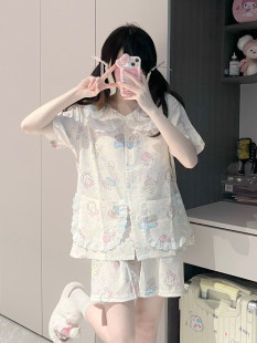 原创 带胸垫娃娃领睡衣女小众可爱甜美家居服 mikko卡通夏季 新款