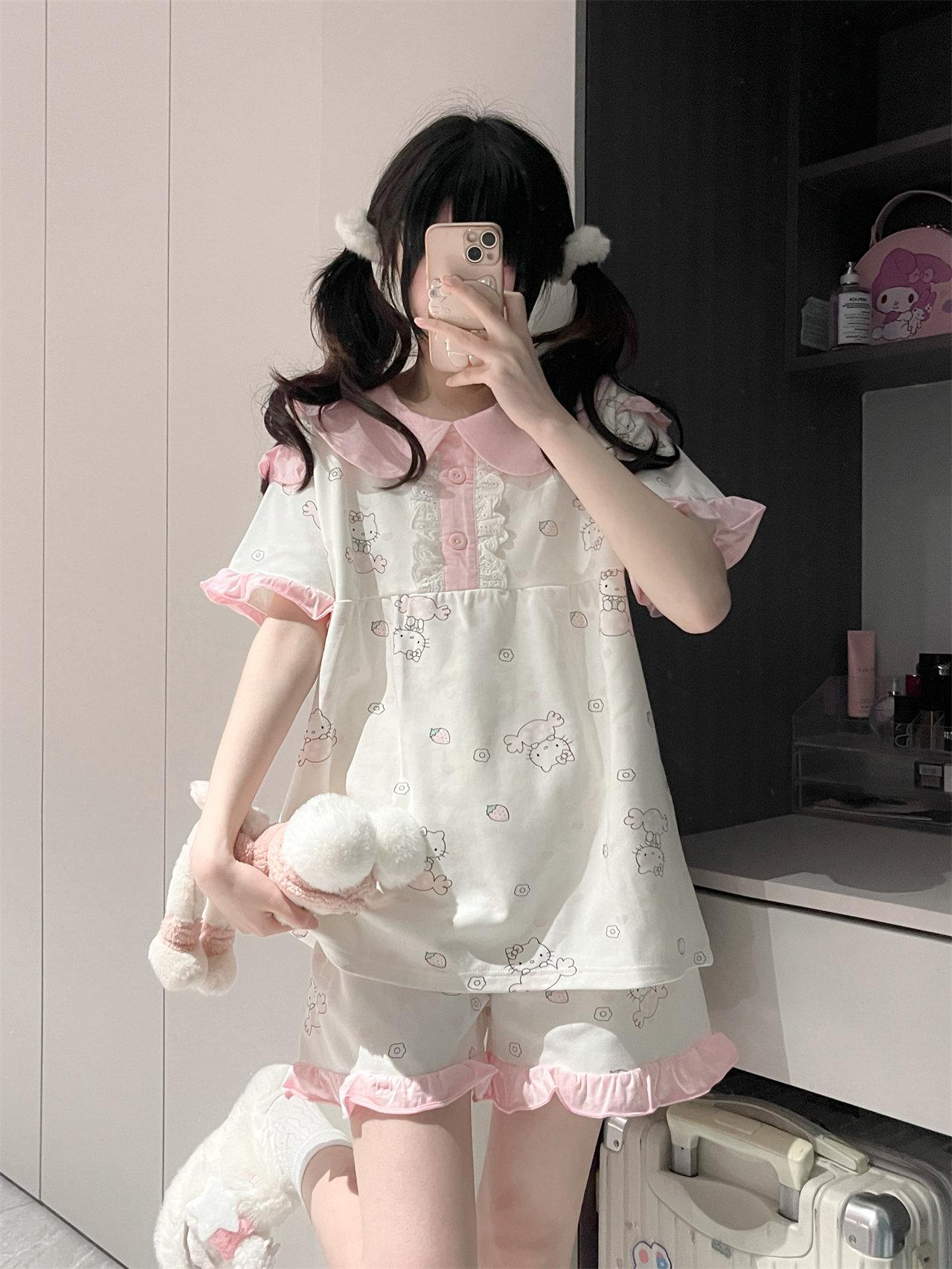 原创!<可爱小猫>夏季新款小众短袖纯棉卡通可爱甜美家居服套装