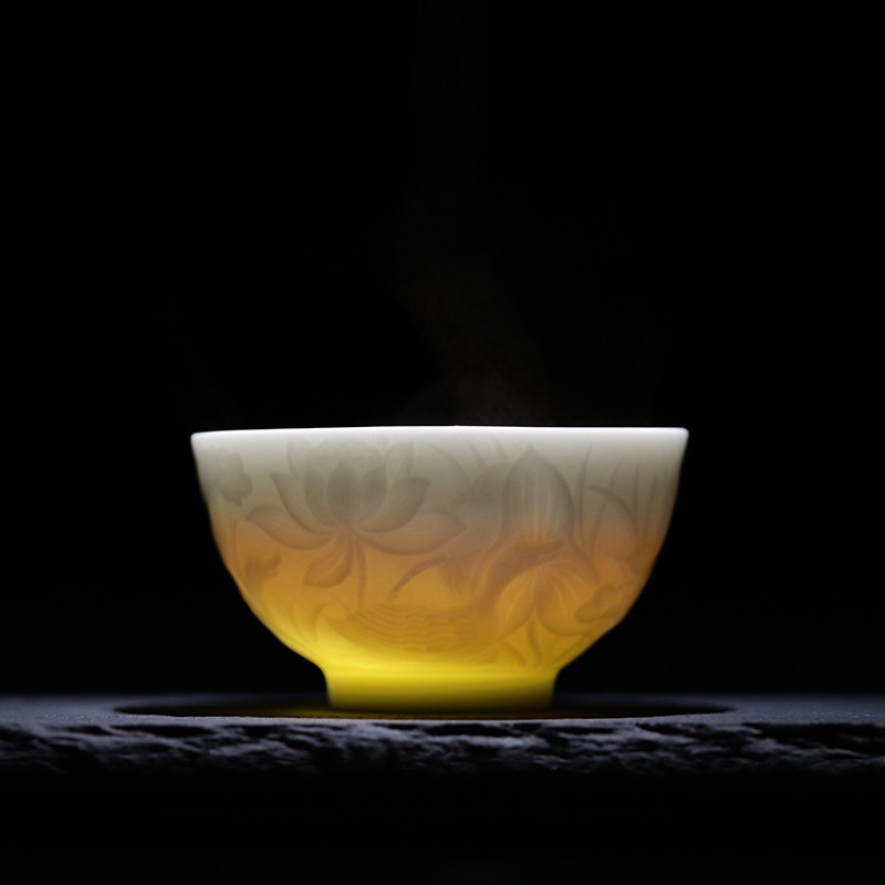 观复博物馆影青对杯吉祥纹饰青白釉茶杯景德镇植物纹品茗杯