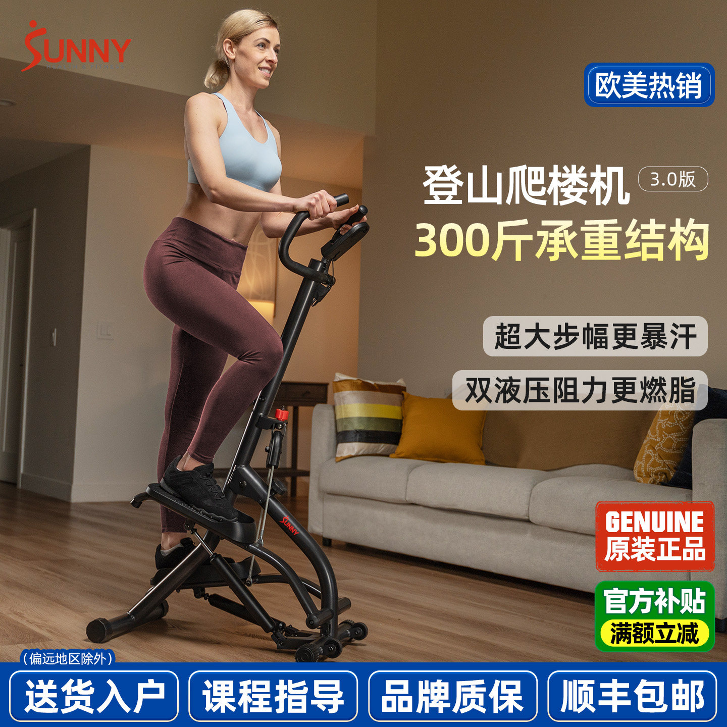 美国SUNNY爬楼机健身器材家用登山踏步机室内减肥家庭有氧运动