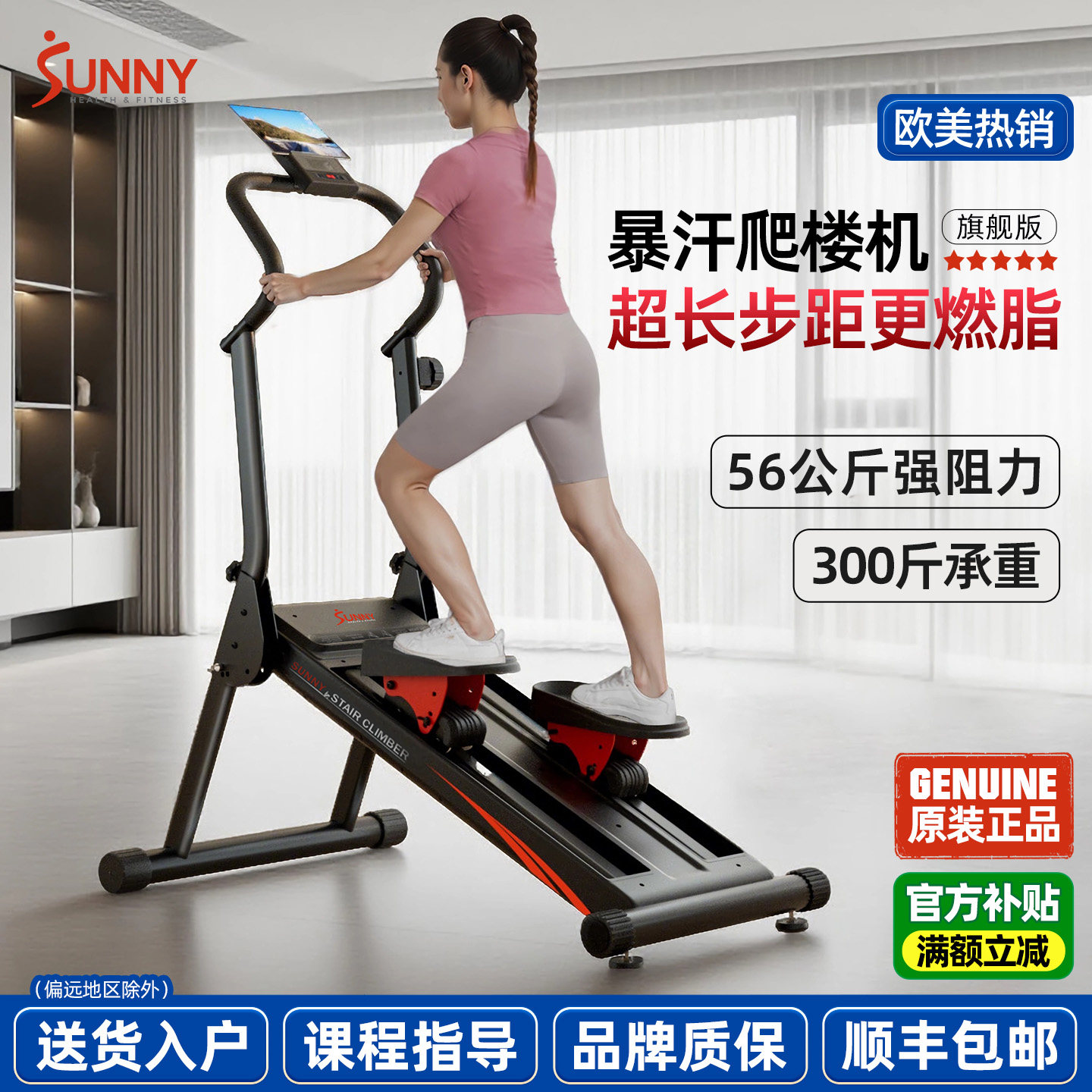 美国SUNNY暴汗爬楼机居家登山踏步机燃脂健身器材家用减肥瘦腿