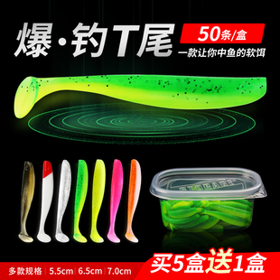 路亚假饵t尾软饵软虫淡水鳜鱼鲈鱼倒钓德州钓组套装 铅头钩曲柄钩