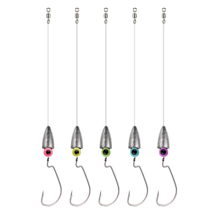 德州钓组成品绑好倒钓套装路亚子弹铅坠曲柄钩软饵T尾鲈鱼钩线组