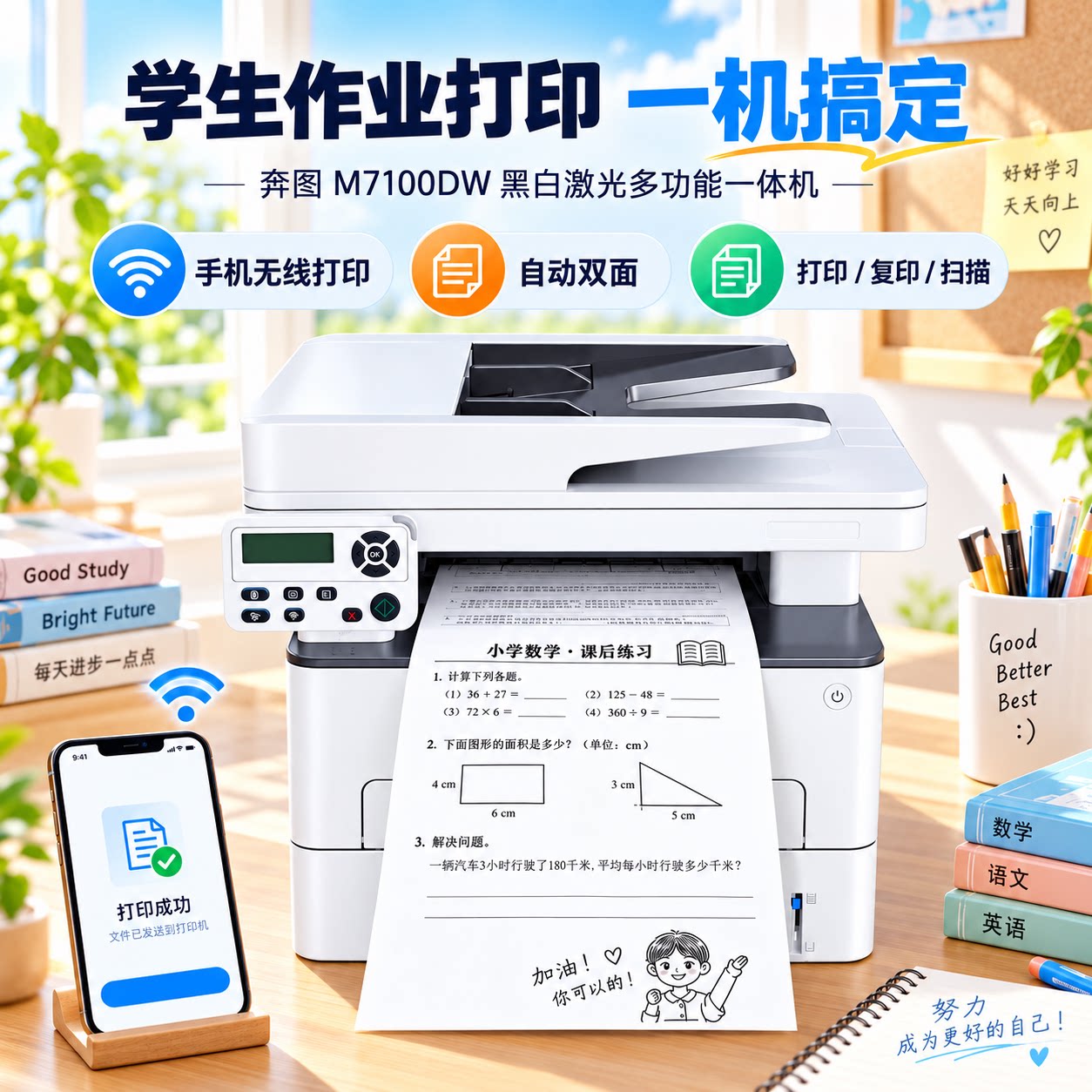 奔图黑白无线双面打复扫一体机图片
