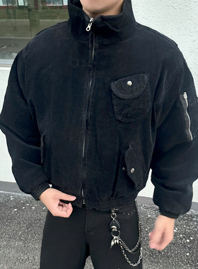 FLAME ONG 美式复古灯芯绒加厚保暖做旧水洗棉服外套男冬季宽松潮