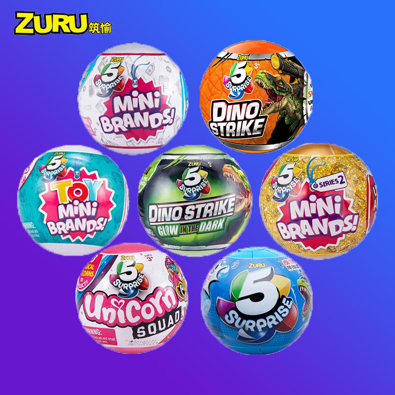 ZURU 5 회 깜짝 계란 5 미니 브랜드 빛나는 공룡 계란 슈퍼마켓 쇼핑 공 유니콘 블라인드 박스 장난감