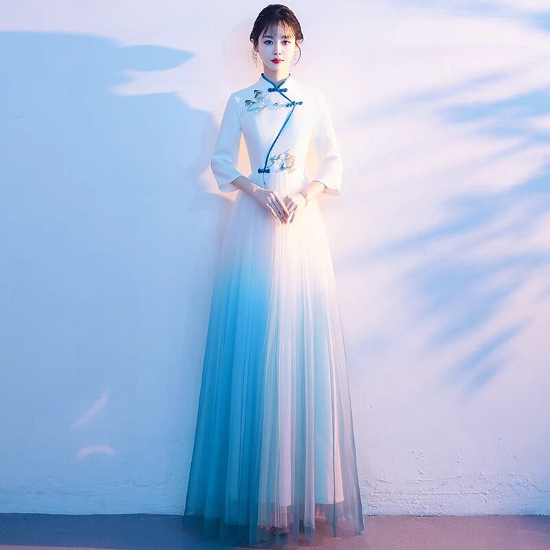 大合唱演出服中式礼服旗袍女成人图片