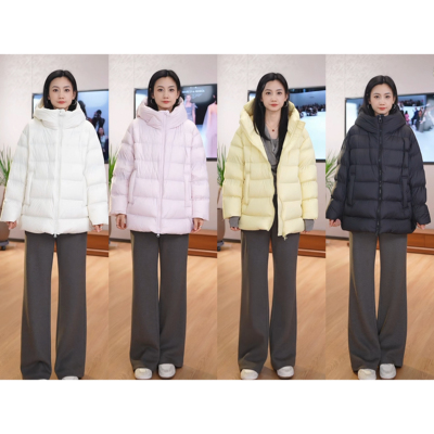 零压感90白鹅绒连帽显瘦羽绒服