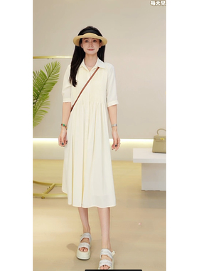 【新宸Xcenn】重工衬衫式连衣裙气质优雅裙子中长款XC0A622