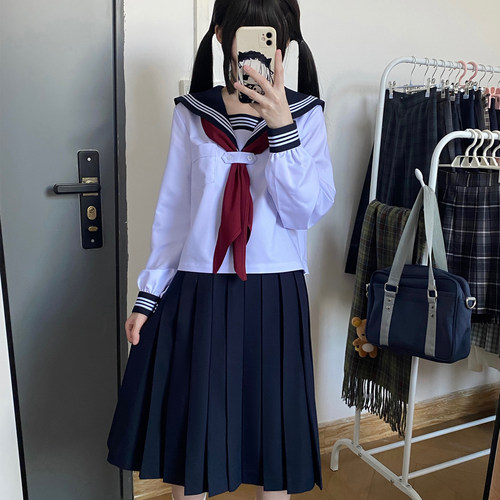 空之境【静原中学】水手服学院风JK套装三本轮褶日系校供长袖女